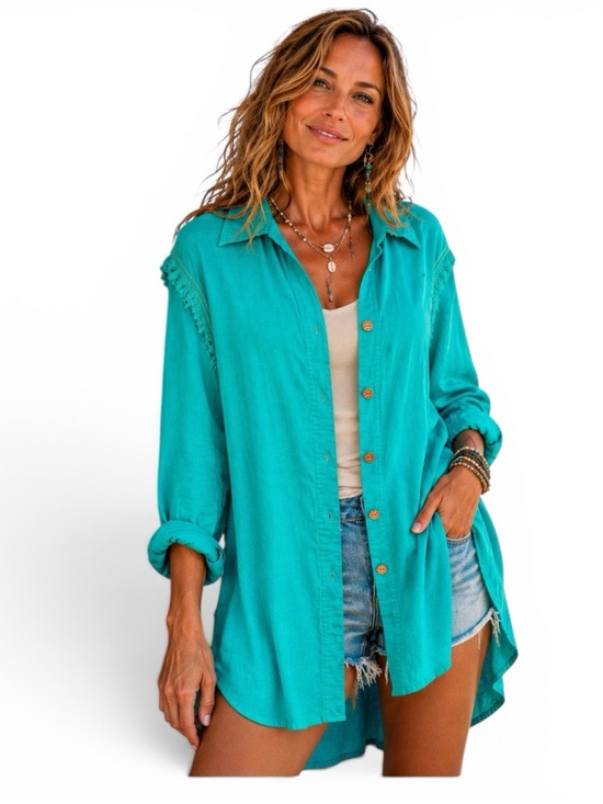 Umgee Tops - Umgee Turquoise Button-Down Shirt NWT